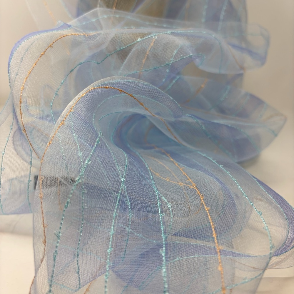 Ethereal Iridescent Silk Linen Scarf Fairycore Whimsigoth Sheer Blue Wrap - Picture 2 of 7